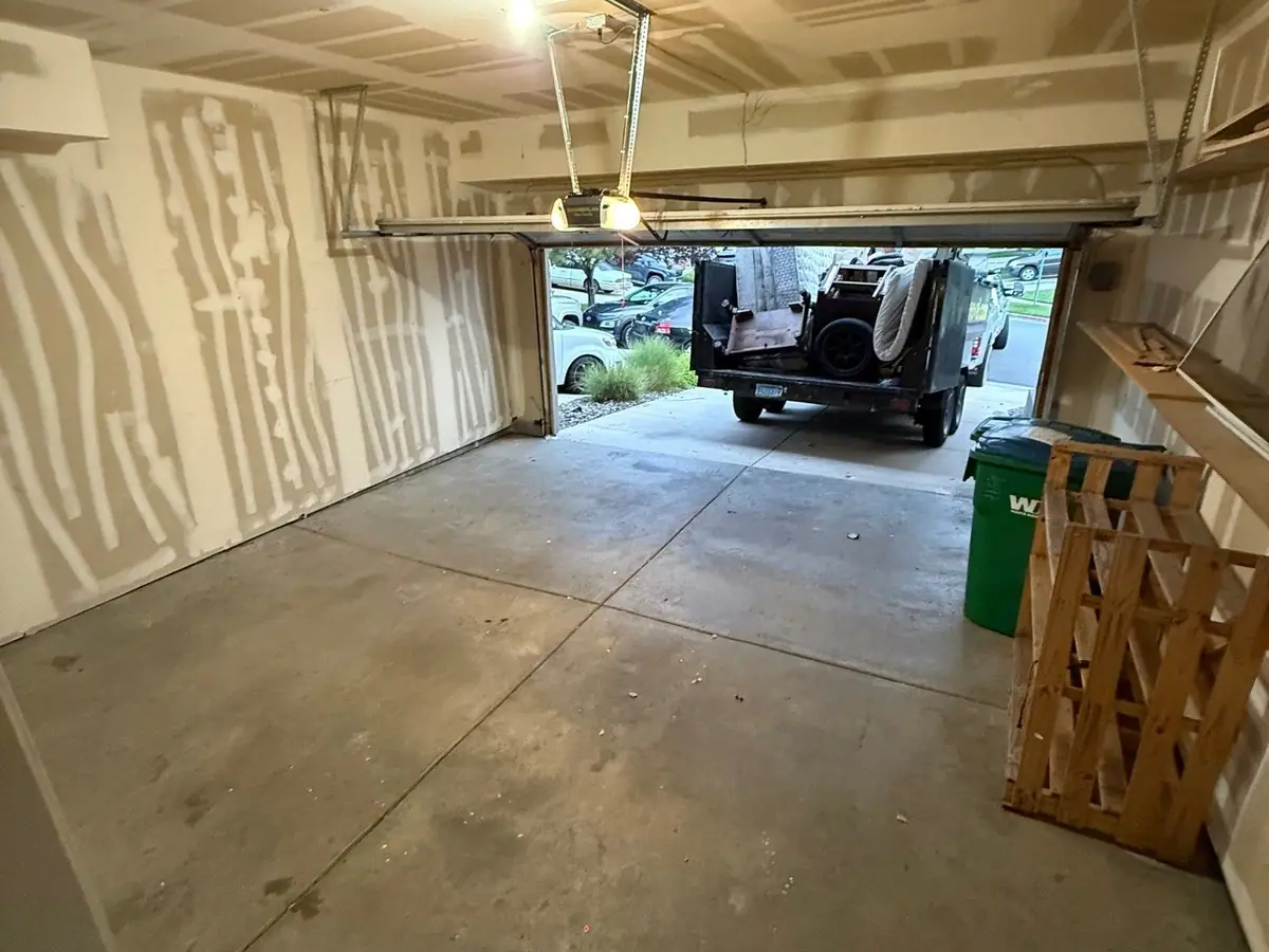 The same garage empty down to the concrete