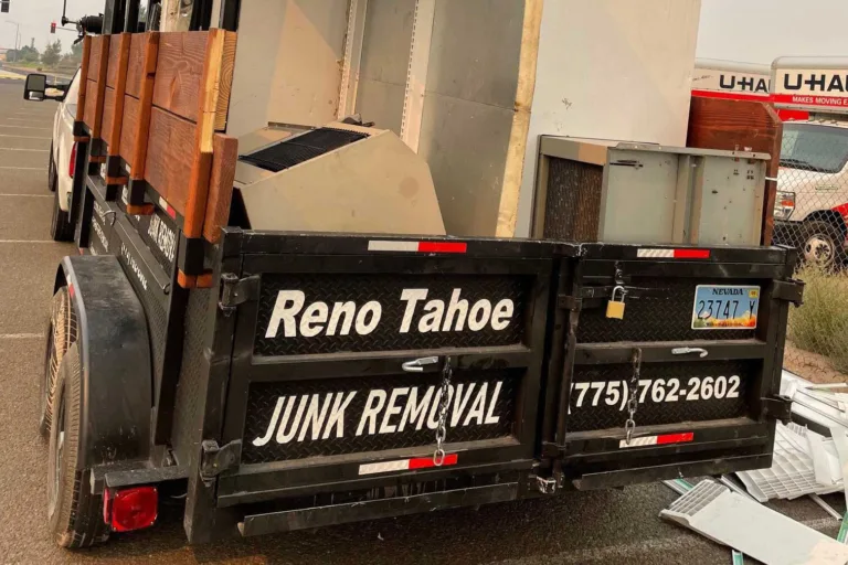 Reno Tahoe Junk Removal trailer loaded with appliances