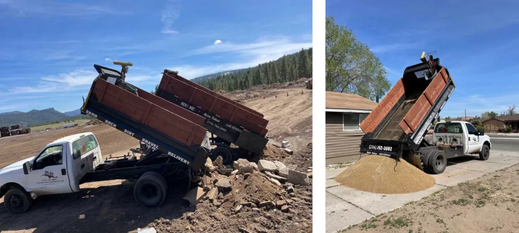 dirt, rock, and sand removal trucks