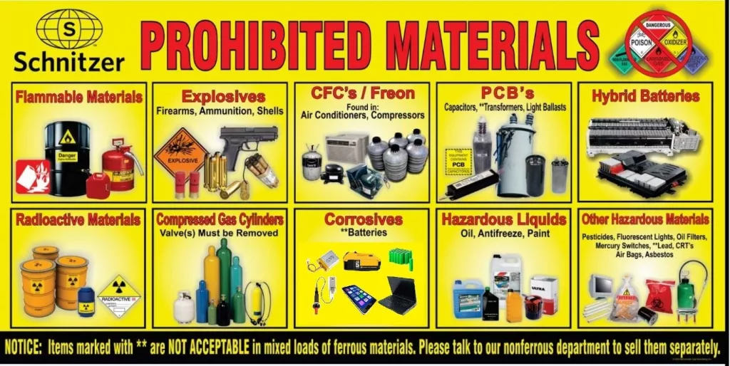 Collage of prohibited materials